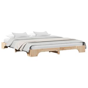 vidaXL Bed Frame Natural 200 x 200 cm Solid Pine Wood