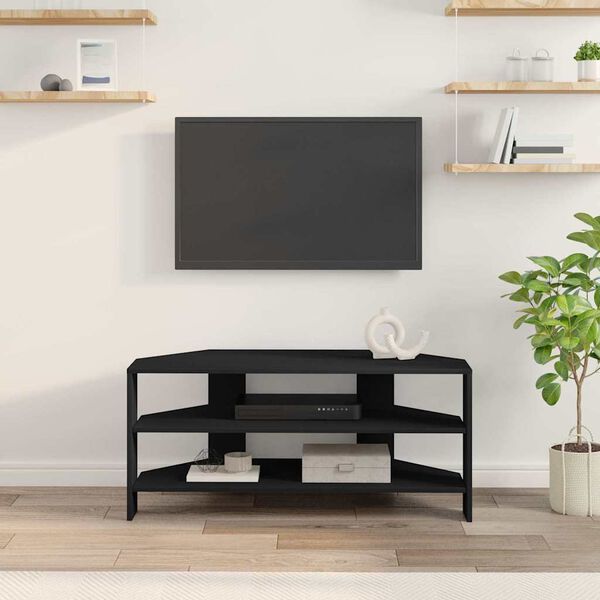 vidaXL Corner TV Cabinet Black 102x40.5x45cm Engineered Wood