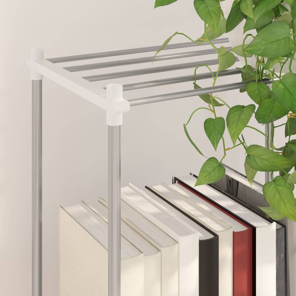 vidaXL Tubular Shelf with Storage White 42.5 x 27 x 91.5 cm Aluminium