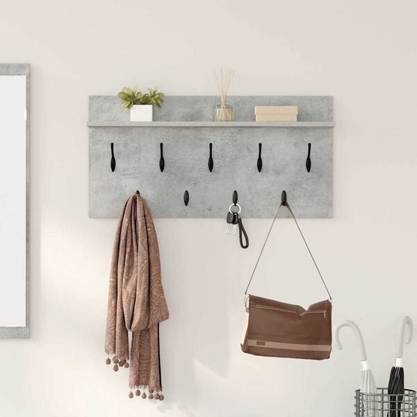 vidaXL Wall-Mounted Coat Rack with Shelf Concrete Grey 80 x 40 x 12 cm