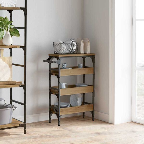 vidaXL Kitchen Trolley Artisan Oak 53 x 20 x 76 cm Engineered Wood