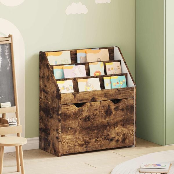 vidaXL Kids Bookshelf Smoked Oak 60 x 29.5 x 69 cm Engineered Wood