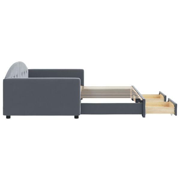 vidaXL Daybed with Trundle&Drawers without Mattress Dark Grey 90x190 cm Single