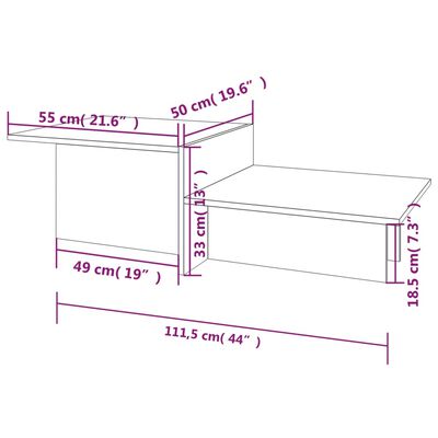 vidaXL Coffee Table Grey Sonoma 111.5x50x33 cm Engineered Wood