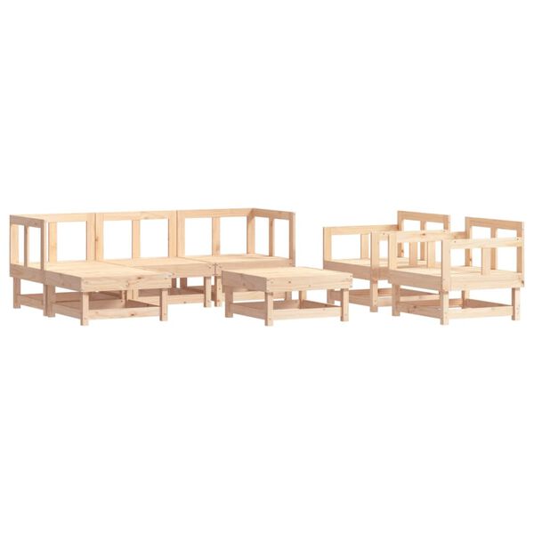 vidaXL 7 Piece Garden Lounge Set Solid Wood Pine