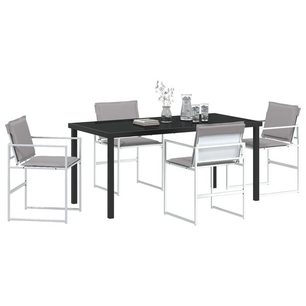 vidaXL Garden Dining Set Folding 5 pcs White Textilene and steel