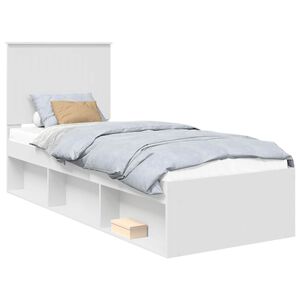 vidaXL Bed Frame with Headboard White 75 x 190 cm Solid Pine Wood
