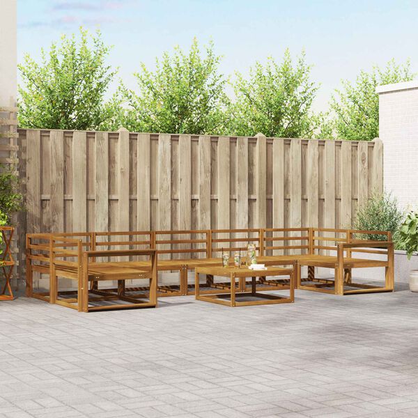 vidaXL Outdoor Sofa Set 8 pcs Natural Solid Acacia Wood
