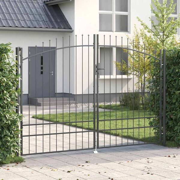 vidaXL Garden Gate with Lock Grey 200 x 300 cm Steel