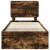 vidaXL Bed Frame with Headboard Smoked Oak 75 x 190 cm Solid Pine Wood