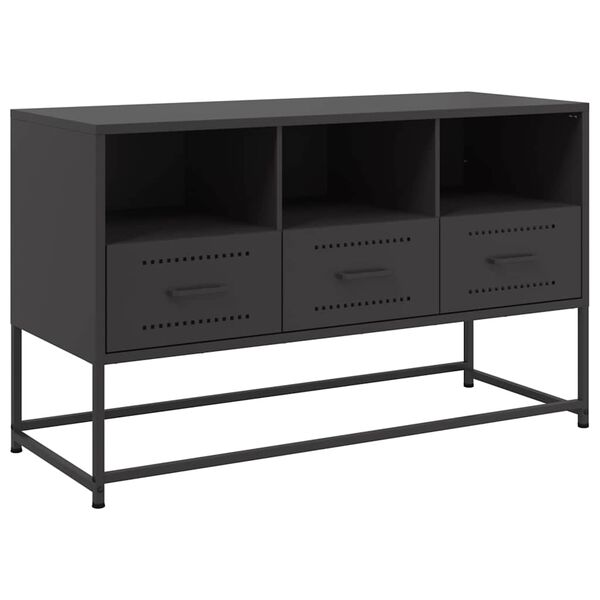 vidaXL TV Cabinet Black 100.5x39x60.5 cm Steel