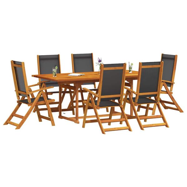 vidaXL 7 Piece Garden Dining Set Solid Wood Acacia and Textilene