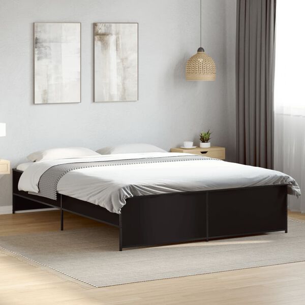 vidaXL Bed Frame without Mattress Black 150x200 cm King Size
