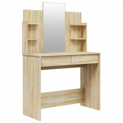 vidaXL Dressing Table with Mirror Sonoma Oak 96x40x142 cm