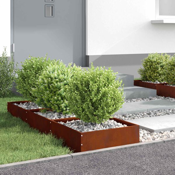 vidaXL Lawn Edging 6 pcs Rusty 40 x 40 x 13 cm Weathering Steel