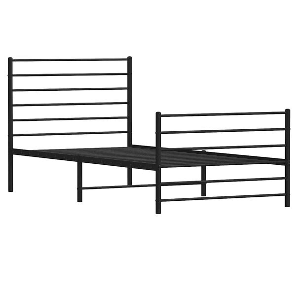 vidaXL Metal Bed Frame without Mattress with Footboard Black 100x200cm