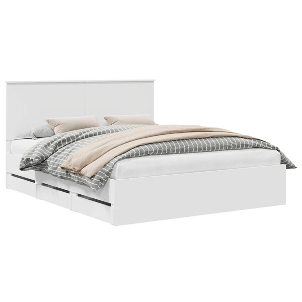 vidaXL Bed Frame with Drawer White 160 x 200 cm Engineer Wood