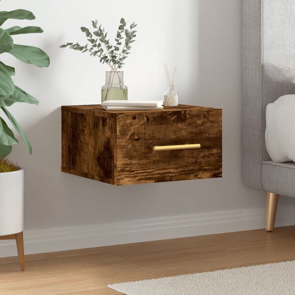 vidaXL Wall-mounted Bedside Cabinet Smoked Oak 35x35x20 cm
