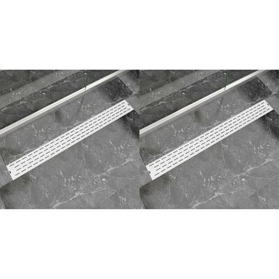 vidaXL Linear Shower Drain 2 pcs Line 1030x140 mm Stainless Steel