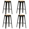 vidaXL Bar Stools 4 pcs Black Solid Mango Wood