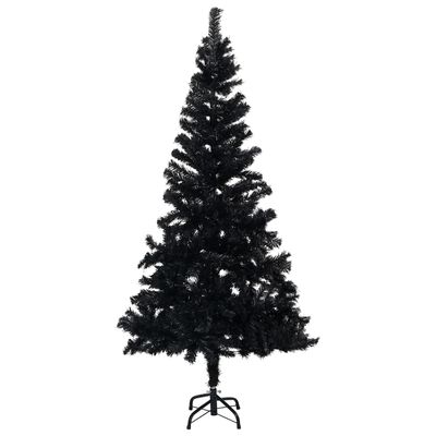 vidaXL Artificial Pre-lit Christmas Tree with Ball Set Black 150 cm PVC