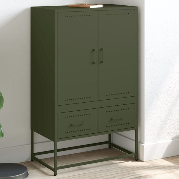 vidaXL Highboard Olive Green 68x39x111.5 cm Steel