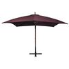 vidaXL Hanging Garden Parasol with Pole Bordeaux Red 3x3 m Solid Fir Wood