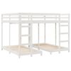 vidaXL Triple Bunk Bed Frame White 160 x 200 cm Solid Pine Wood