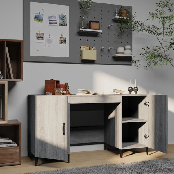 vidaXL Desk Grey Sonoma 140x50x75 cm Engineered Wood
