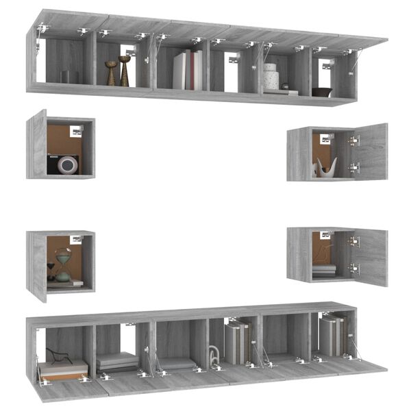 vidaXL 10 Piece TV Cabinet Set Grey Sonoma Engineered Wood
