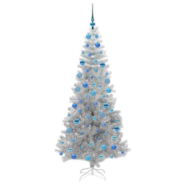 vidaXL Christmas Tree with 300 LEDs with Stand Silver 180 cm PET