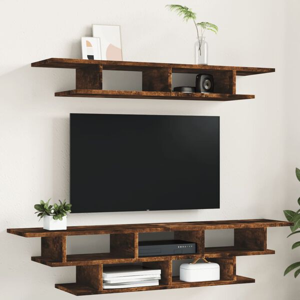 vidaXL TV Wall Units Smoked Oak Engineered Wood