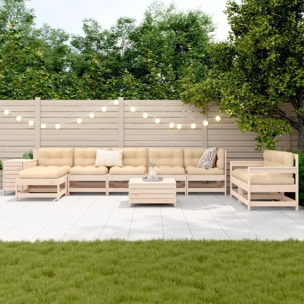 vidaXL 10 Piece Garden Sofa Set Solid Wood Pine