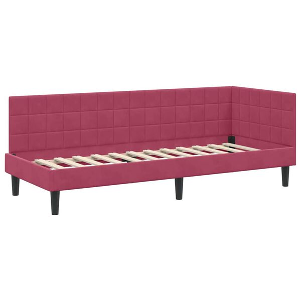 vidaXL Corner Bed Frame with Headboard Wine red 80 x 200 cm Velvet