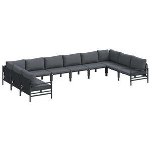 vidaXL Garden Sofa Set with Cushion 10 pcs Black Steel