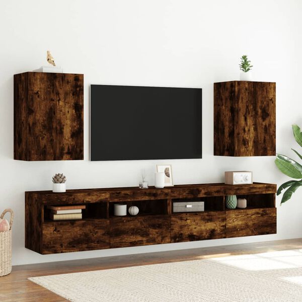 vidaXL TV Wall Cabinets 2 pcs Smoked Oak 40.5x30x60 cm Engineered Wood