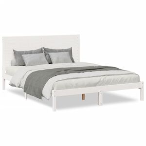 vidaXL Extra Long Bed Frame without Mattress White 160x220 cm Solid Wood
