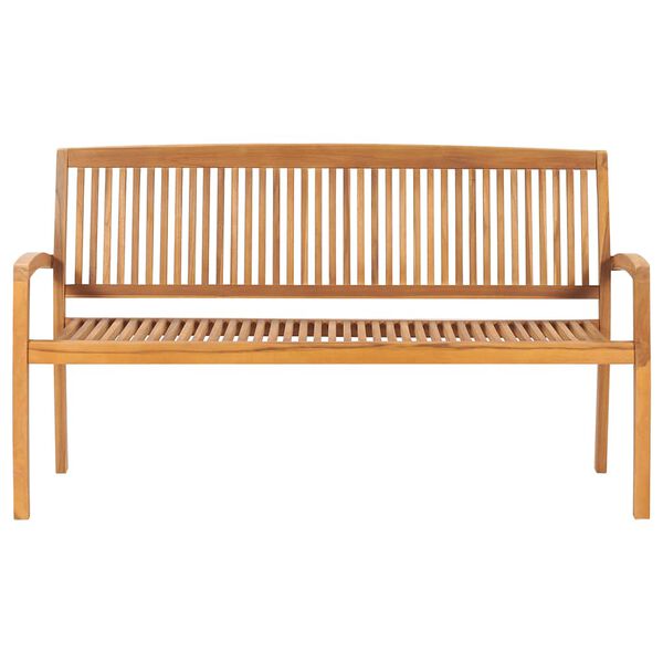 vidaXL 3-Seater Stacking Garden Bench 159 cm Solid Teak Wood