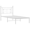 vidaXL Metal Bed Frame without Mattress with Headboard White 100x200cm