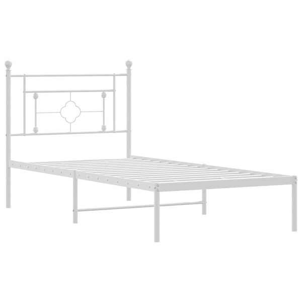 vidaXL Metal Bed Frame without Mattress with Headboard White 100x200cm