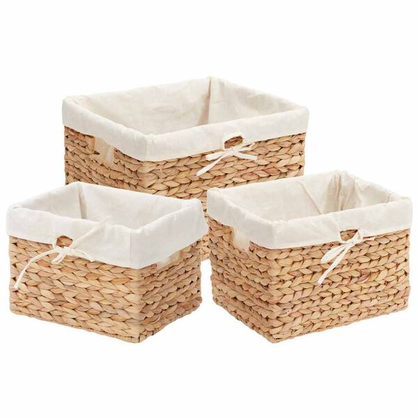 vidaXL Storage Baskets 3 pcs Natural 35 x 30 x 25 cm Water hyacinth