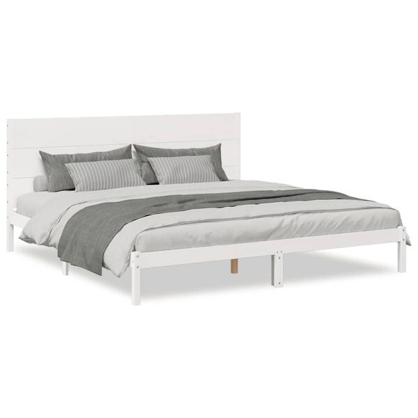 vidaXL Extra Long Bed Frame without Mattress White 180x210 cm Solid Wood