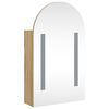 vidaXL Bathroom Mirror Cabinet with LED Light Arched Oak 42x13x70 cm
