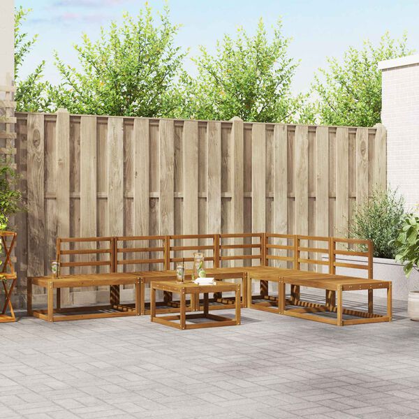 vidaXL Sofa Set 7 Piece Natural Solid Acacia Wood