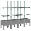 vidaXL Garden Planter with Trellis Light Grey 160x40x142.5 cm PP