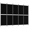 vidaXL 5-Panel Room Divider Black 250x180 cm Fabric