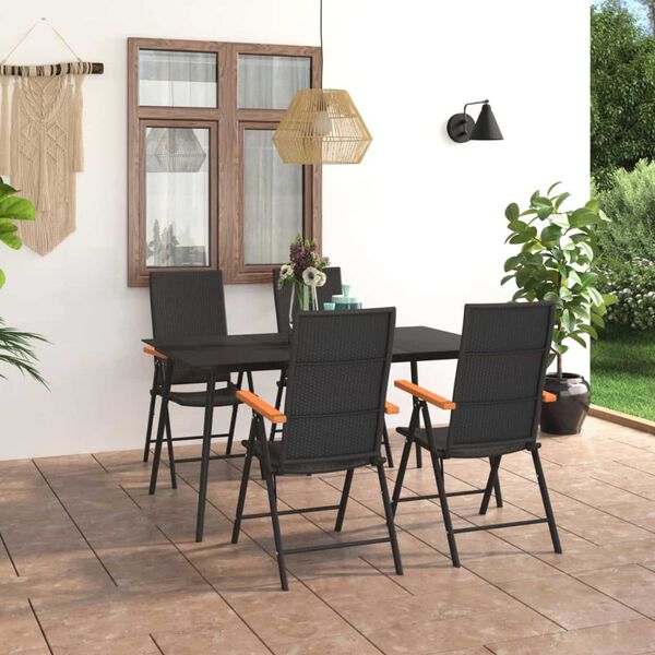 vidaXL 5 Piece Garden Dining Set Black and Brown