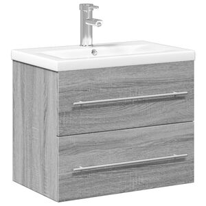 vidaXL Bathroom Sink Cabinet with Built-in Basin Grey Sonoma
