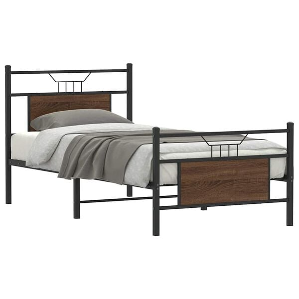 vidaXL Bed Frame without Mattress Brown Oak 90x200 cm Engineered Wood