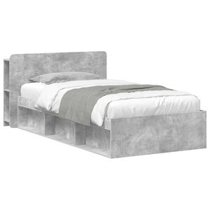 vidaXL Bed Frame with Storage with Headboard Concrete Grey 75 x 190 cm
